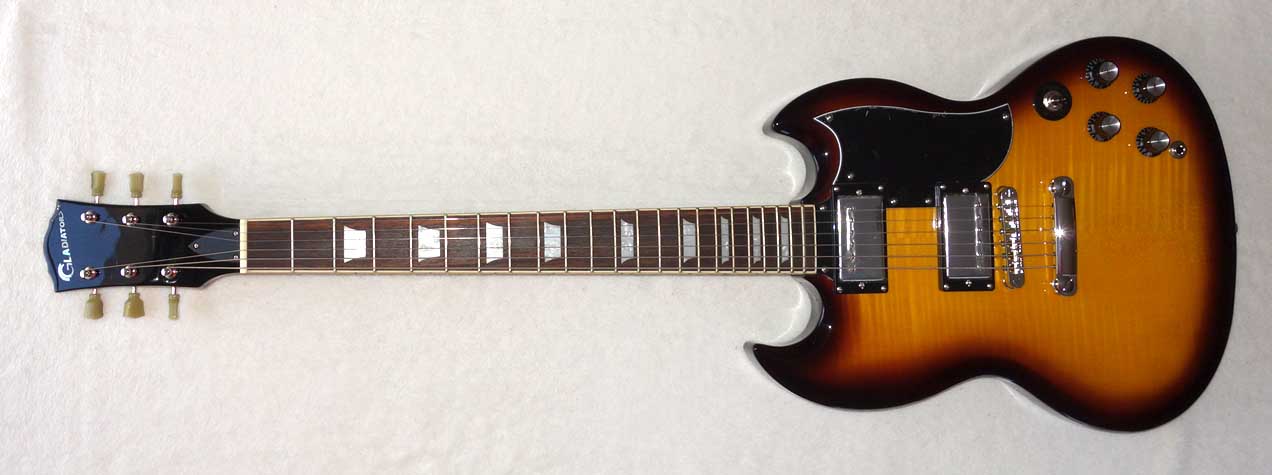 NEW GLADIATOR GG-174 2TS Gibson SG / Epiphone G400 Copy Solid-Body, Flamed Maple Guitar Gibson Lawsuit